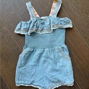 Matilda Jane Light Blue Ruffle Romper Adorable! Size 8 (fits small) EUC
